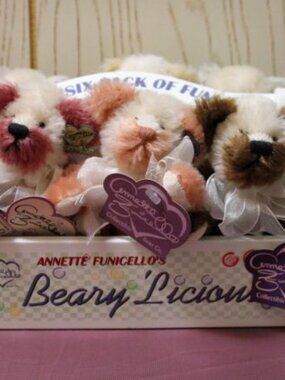 Annette Funicello's Beary Licious 6 Pack of Fun Mohair Bears - Vintage